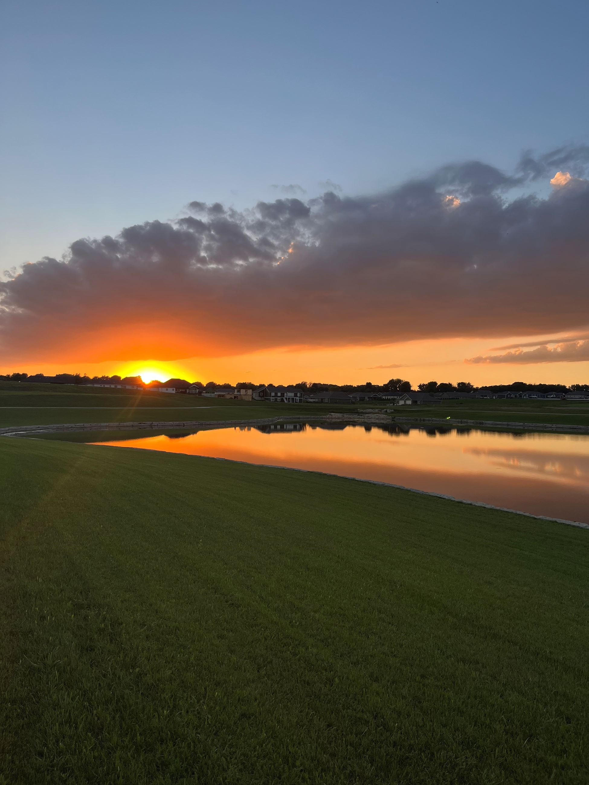 Pond with sunset