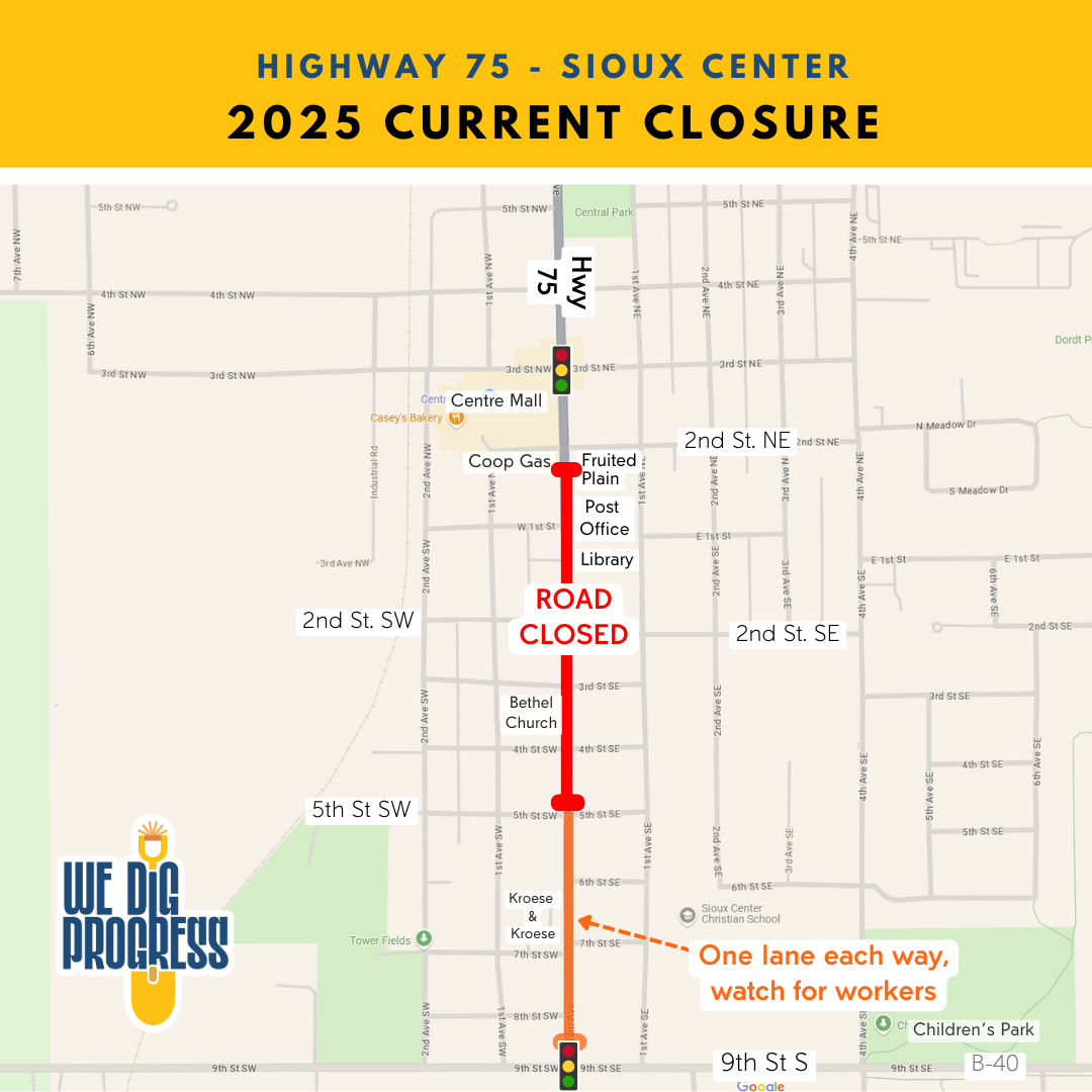 map showing construction area
